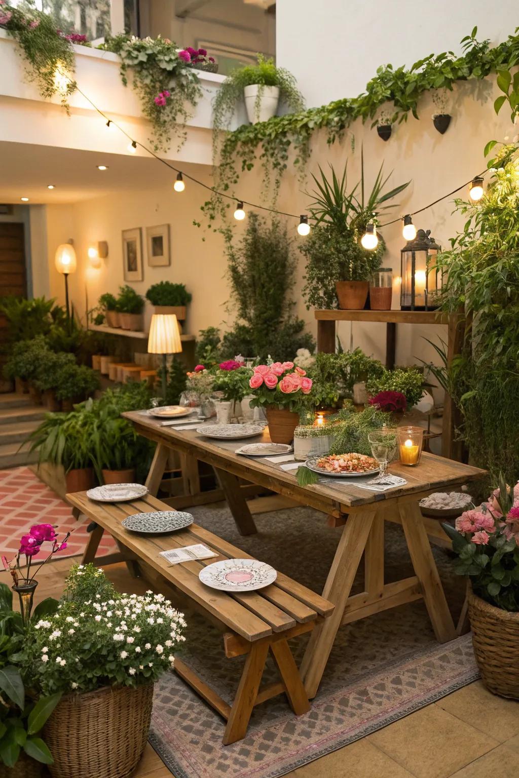 An indoor garden party that blooms with beauty and charm.