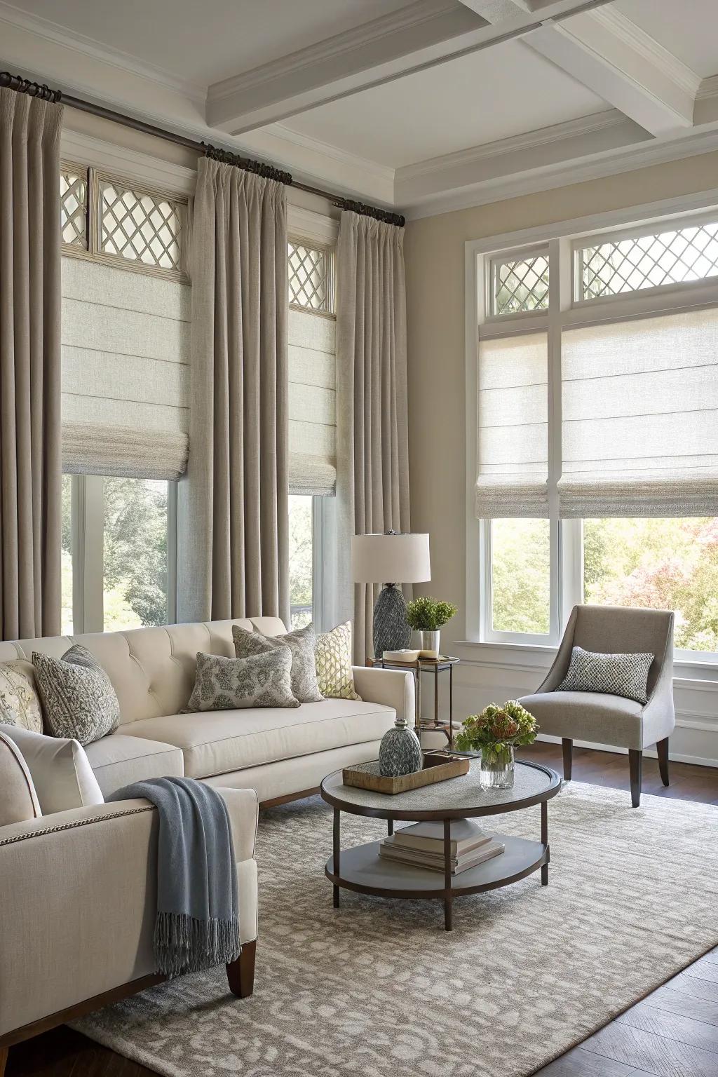 Adaptable light control from top-down bottom-up shades.