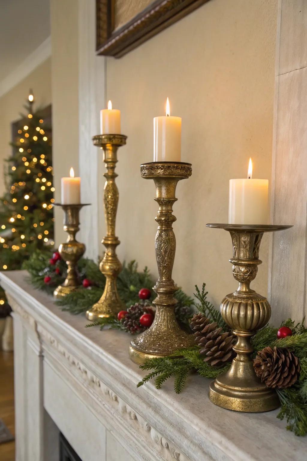 Graceful flame vessels convey historic sophistication to decor.