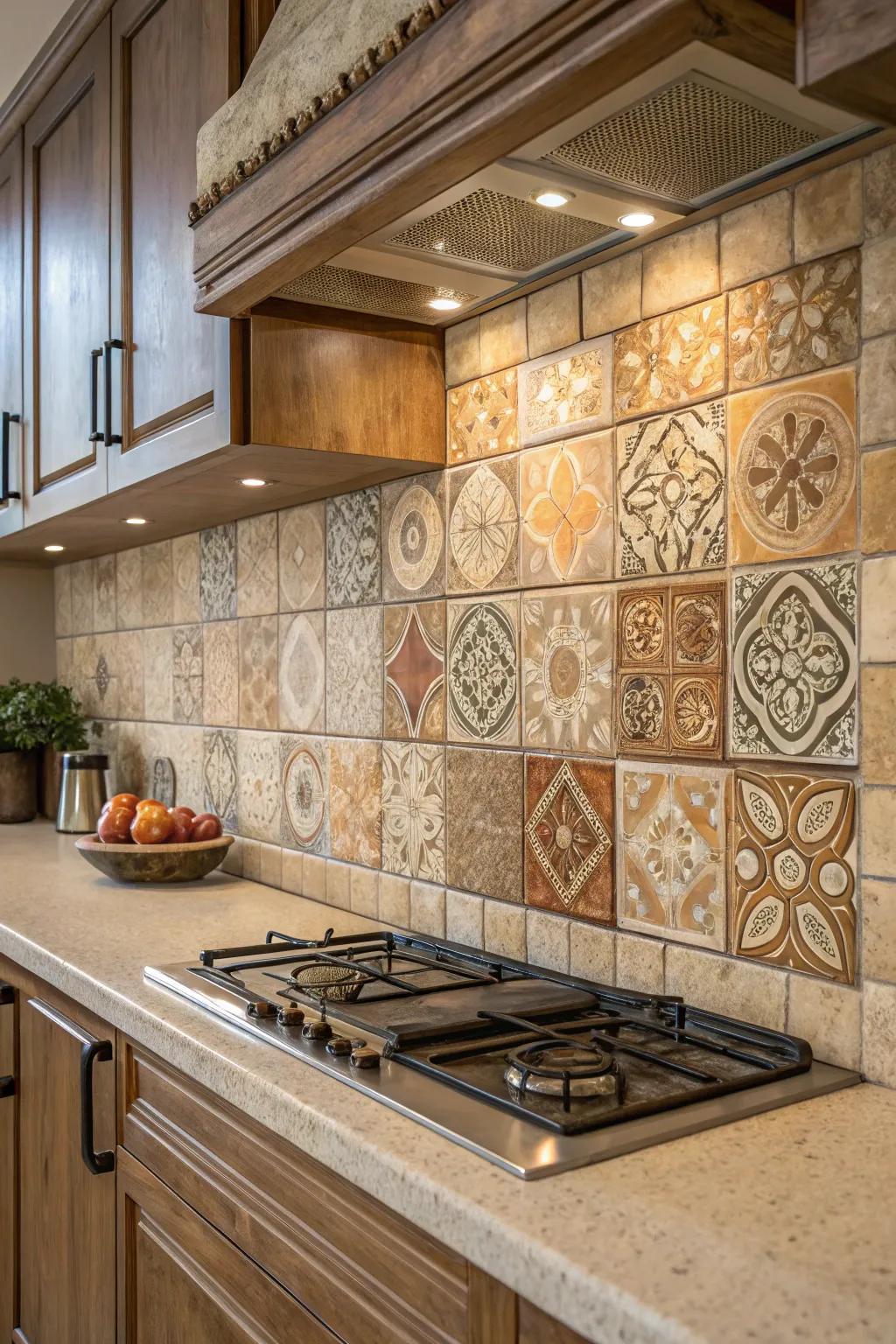 Ceramic tiles bring texture and warmth to the kitchen’s design.