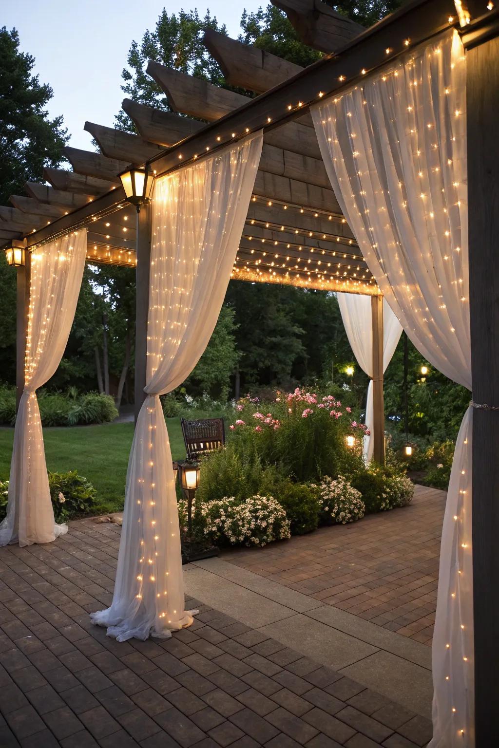 Veil lights furnish a glamorous draped outcome.