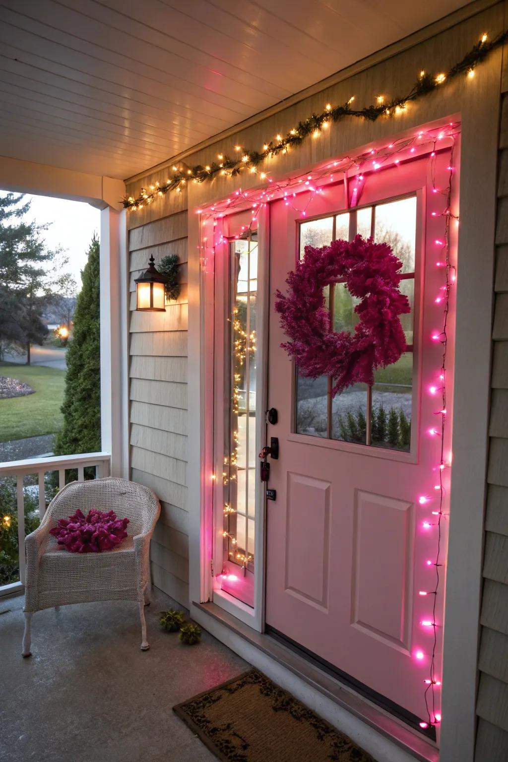 Rosy outdoor decor that spreads festive joy.
