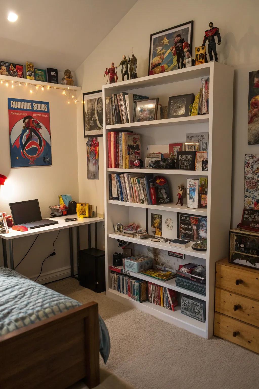 Display shelves create a personalized and proud space.