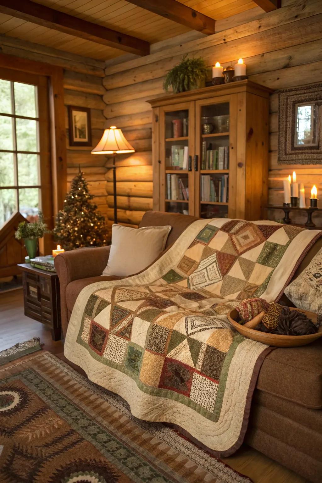 Hand-stitched spreads inject a personalized and snug element to countryside spaces.