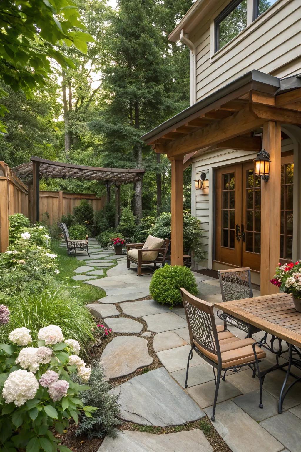 Mixed building materials add texture and style.