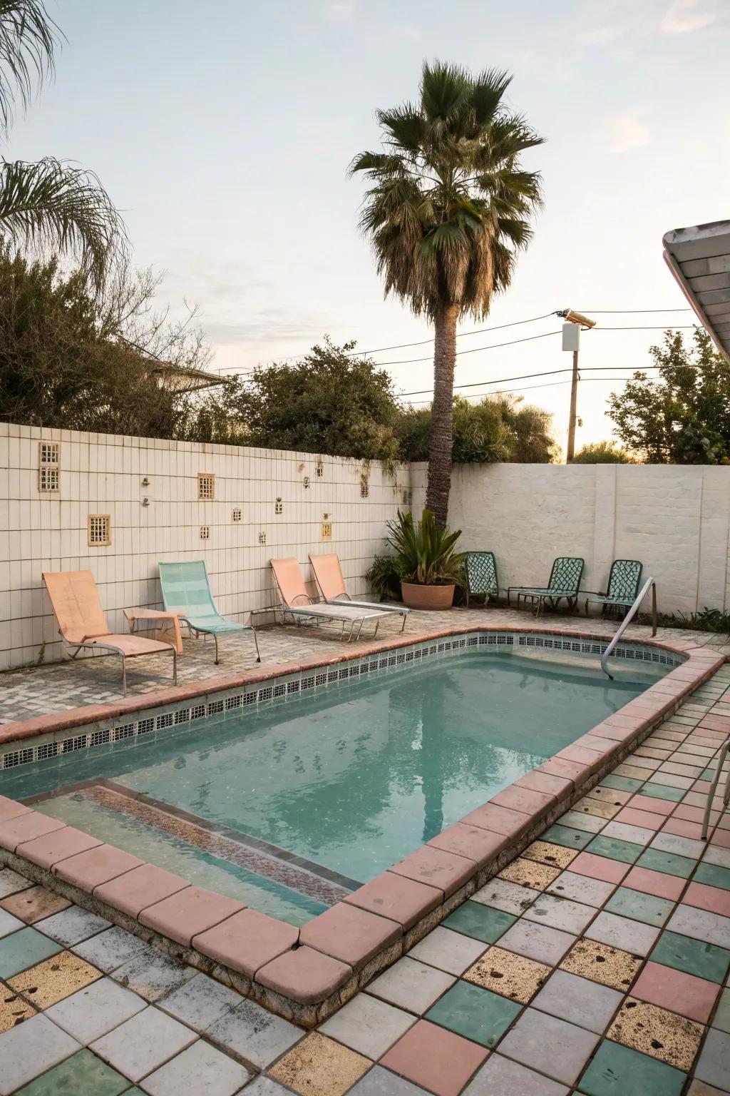 Mini pool with vintage charm and retro flair.