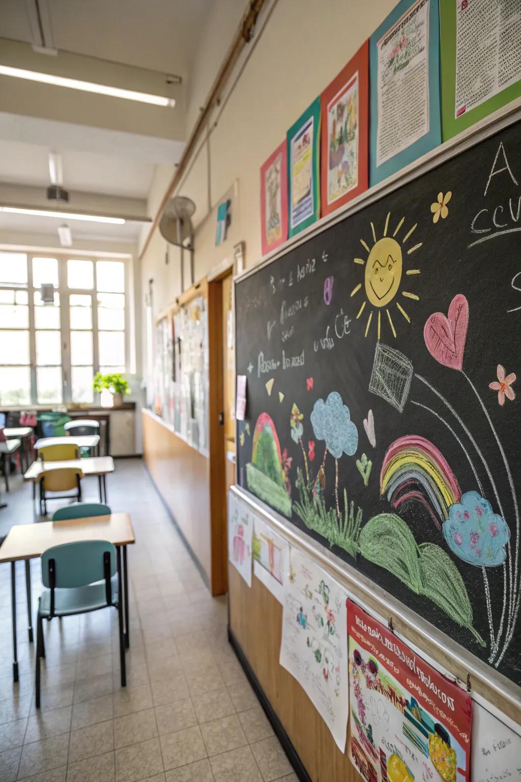 A chalkboard-inspired board brimming with colorful, genuine messages.