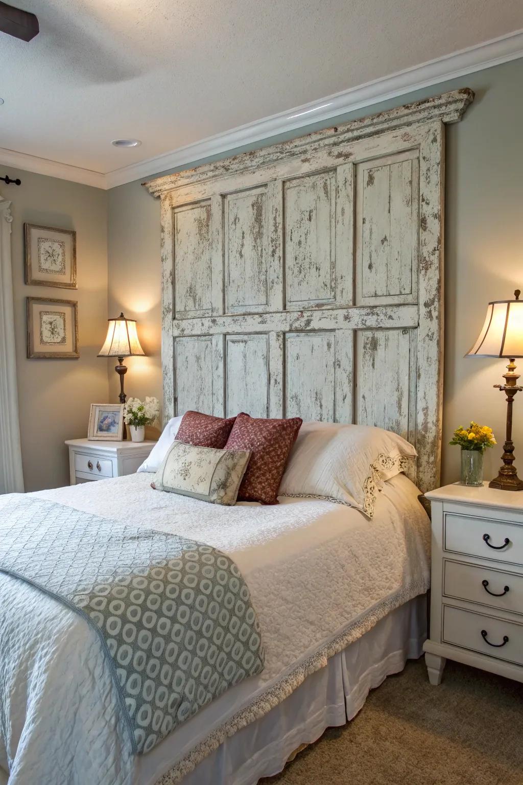 Distressed panels offer a vintage and aged visual.