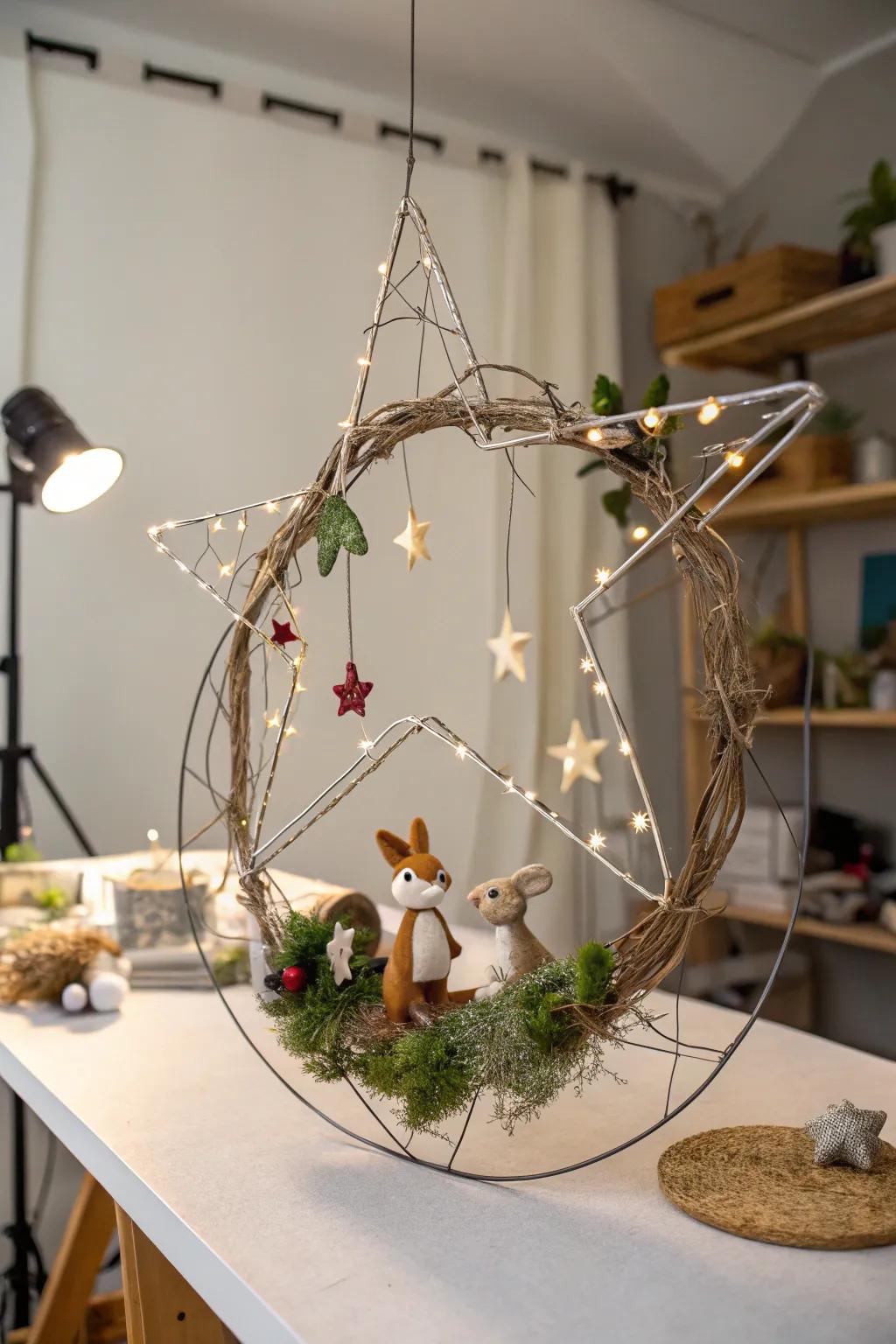 Bring the forest indoors with a whimsical woodland star wreath.