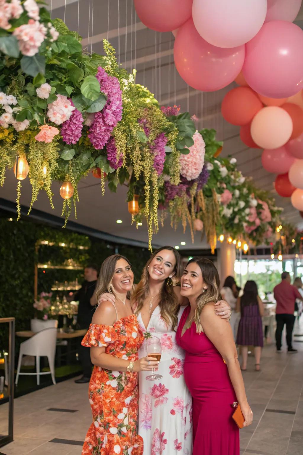 Overhead installations dramatically enhance the setting, crafting a mesmerizing focal point.