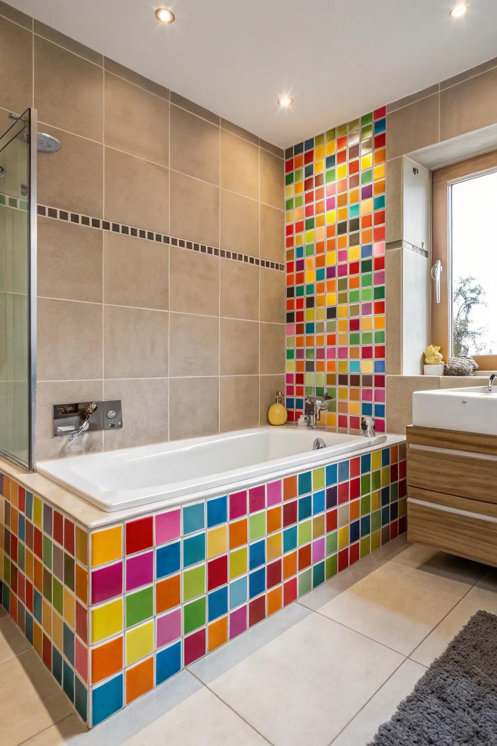 Hue burst stones append a vibrant jolt to your bathtub area.