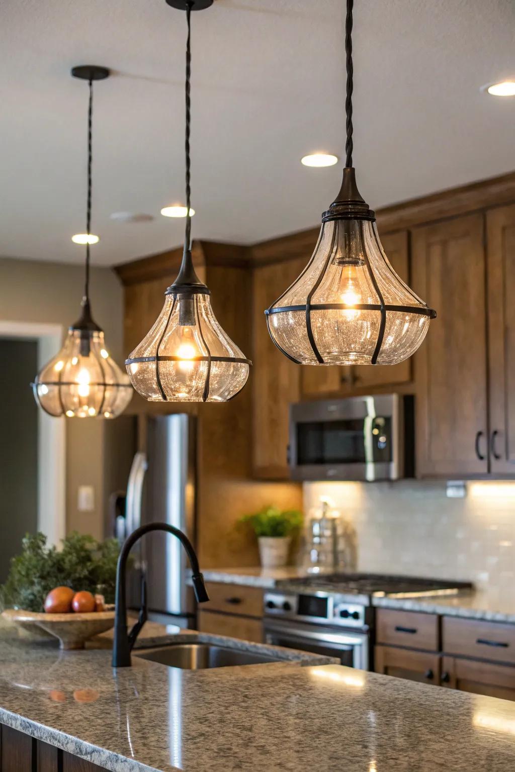 Pendant lights providing both illumination and elegance.