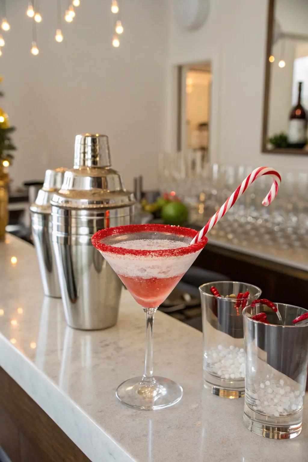 Toast to the holidays with a candy cane mixed drink.