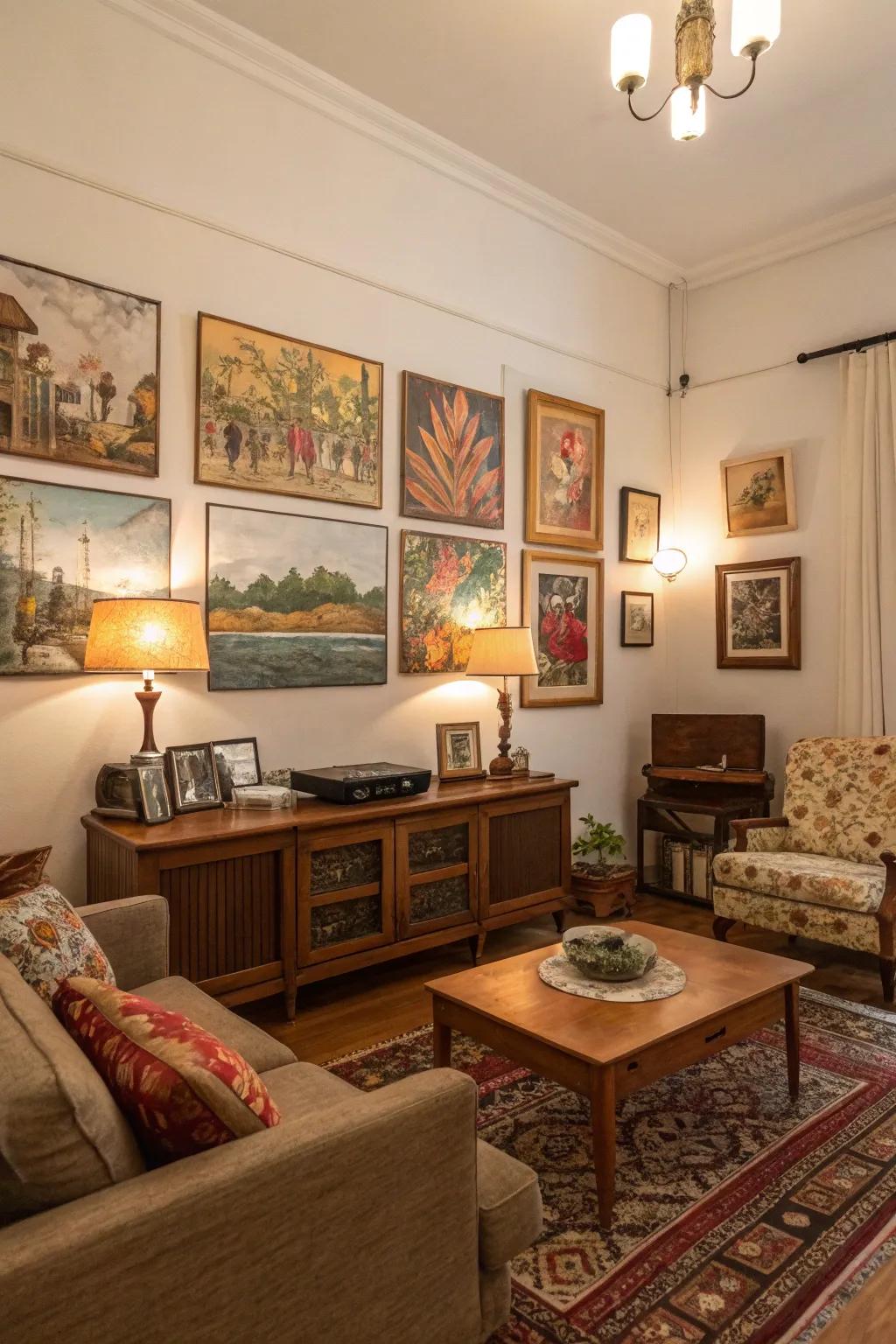 Secondhand art offers unique finds and budget-friendly decor.