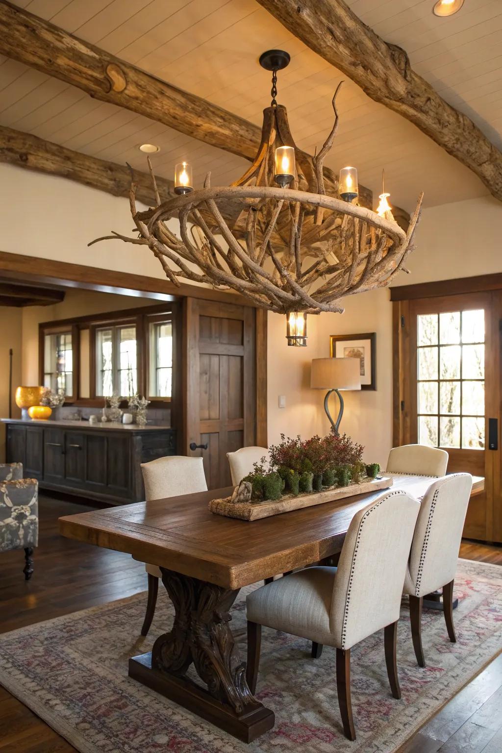 A floating timber lighting provides a dramatic coastal centerpiece.