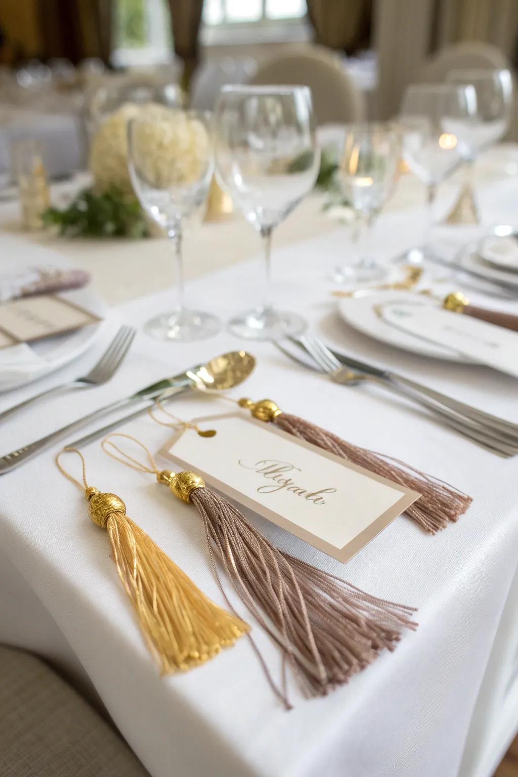 Tassel place cards add a luxurious touch to your dinner party.