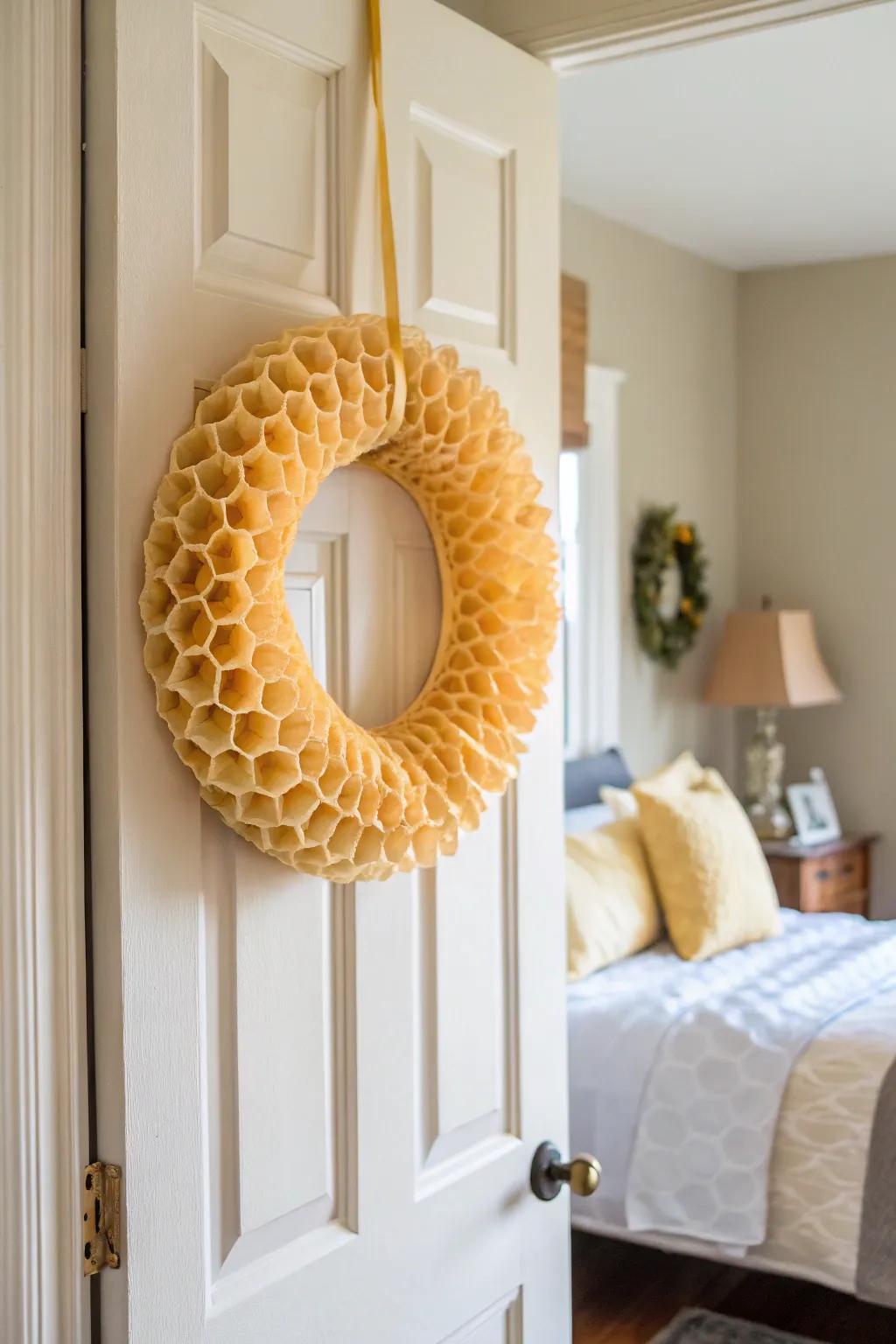 Elevate your space with a honeycomb wreath.