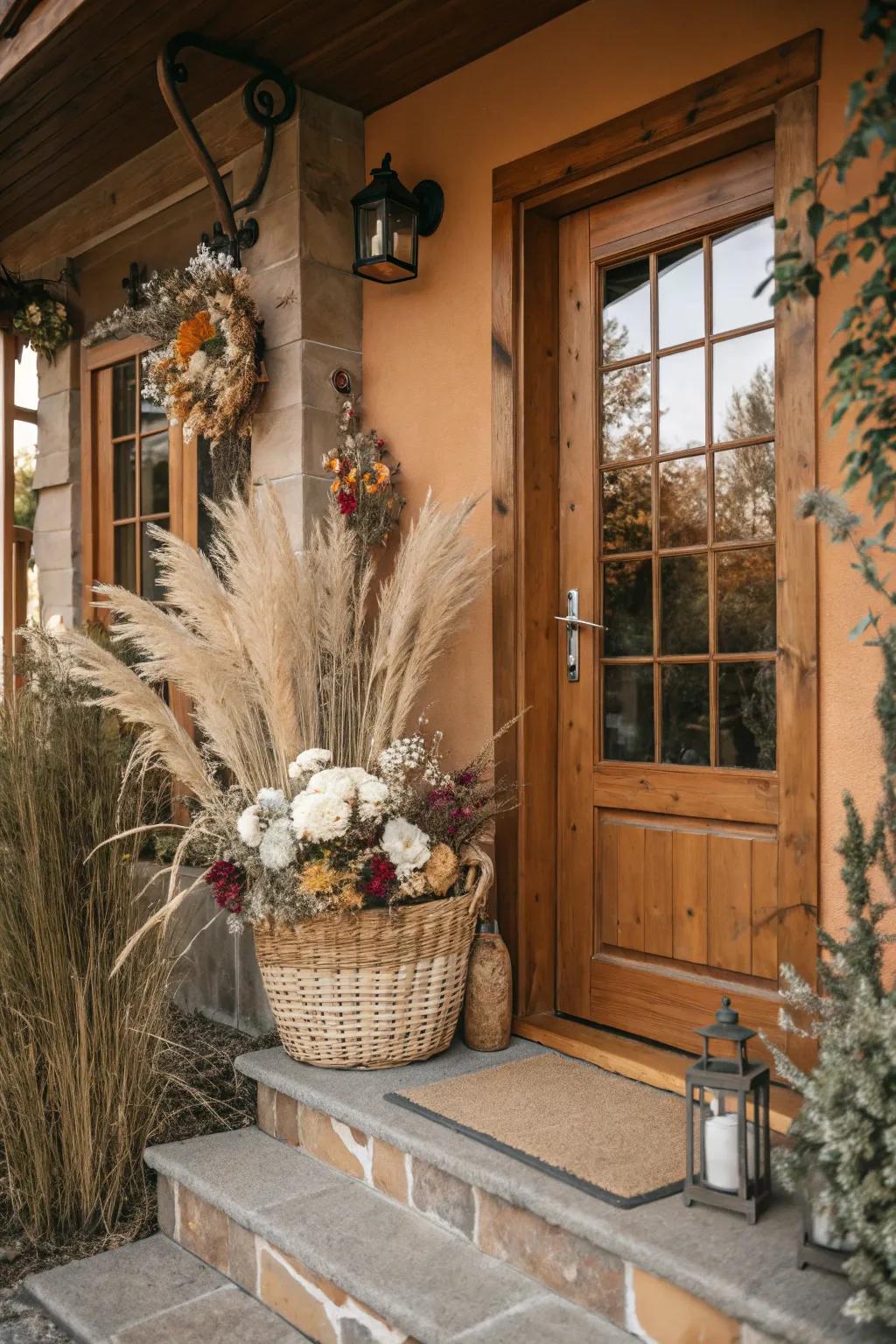 Dried botanicals bring boho elegance to your entrance.