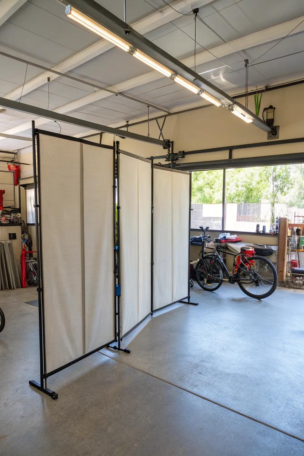 Fabric section screens are lightweight and easy to reposition.