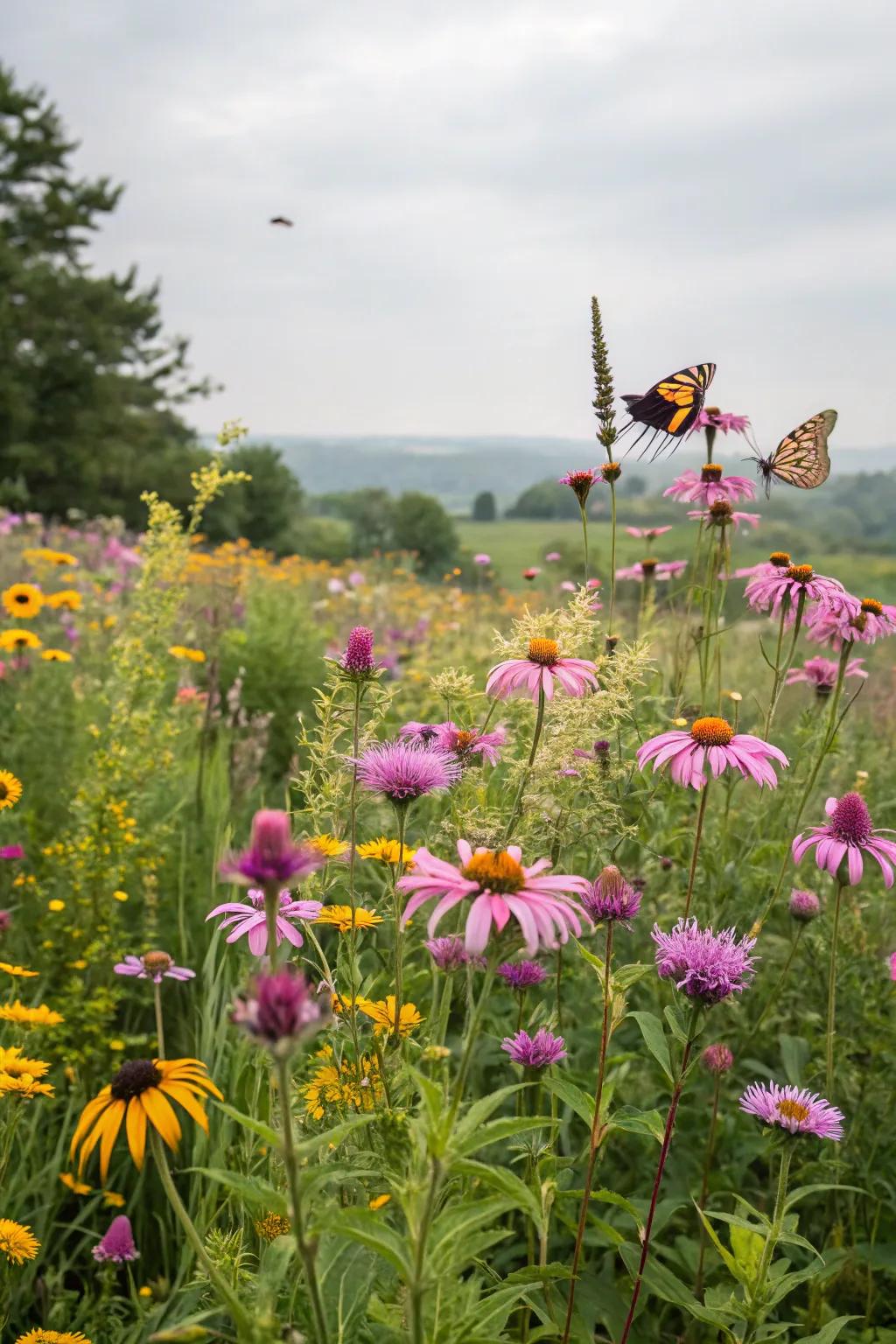 A lively wildflower meadow that entices pollinators into the garden.