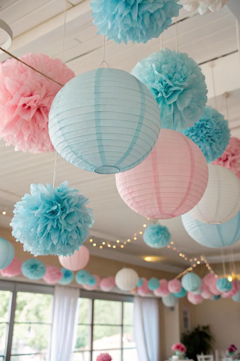 Whimsical ceiling decor creating an enchanting atmosphere.