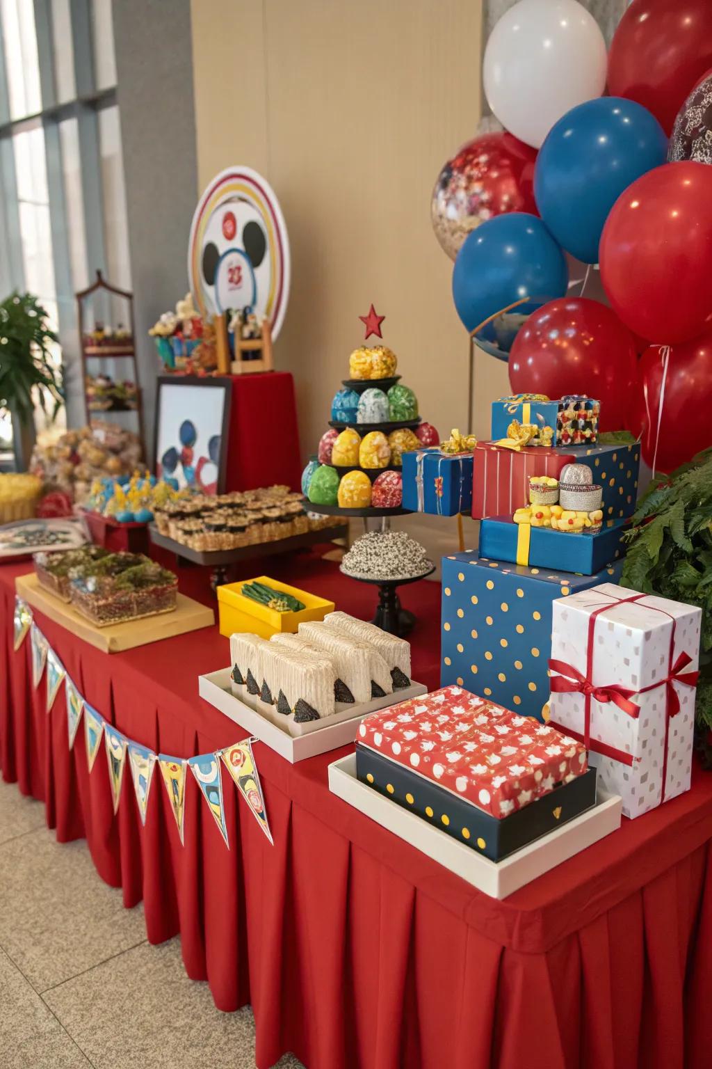 Ensure your gift table complements the theme of your event with coordinated decor.