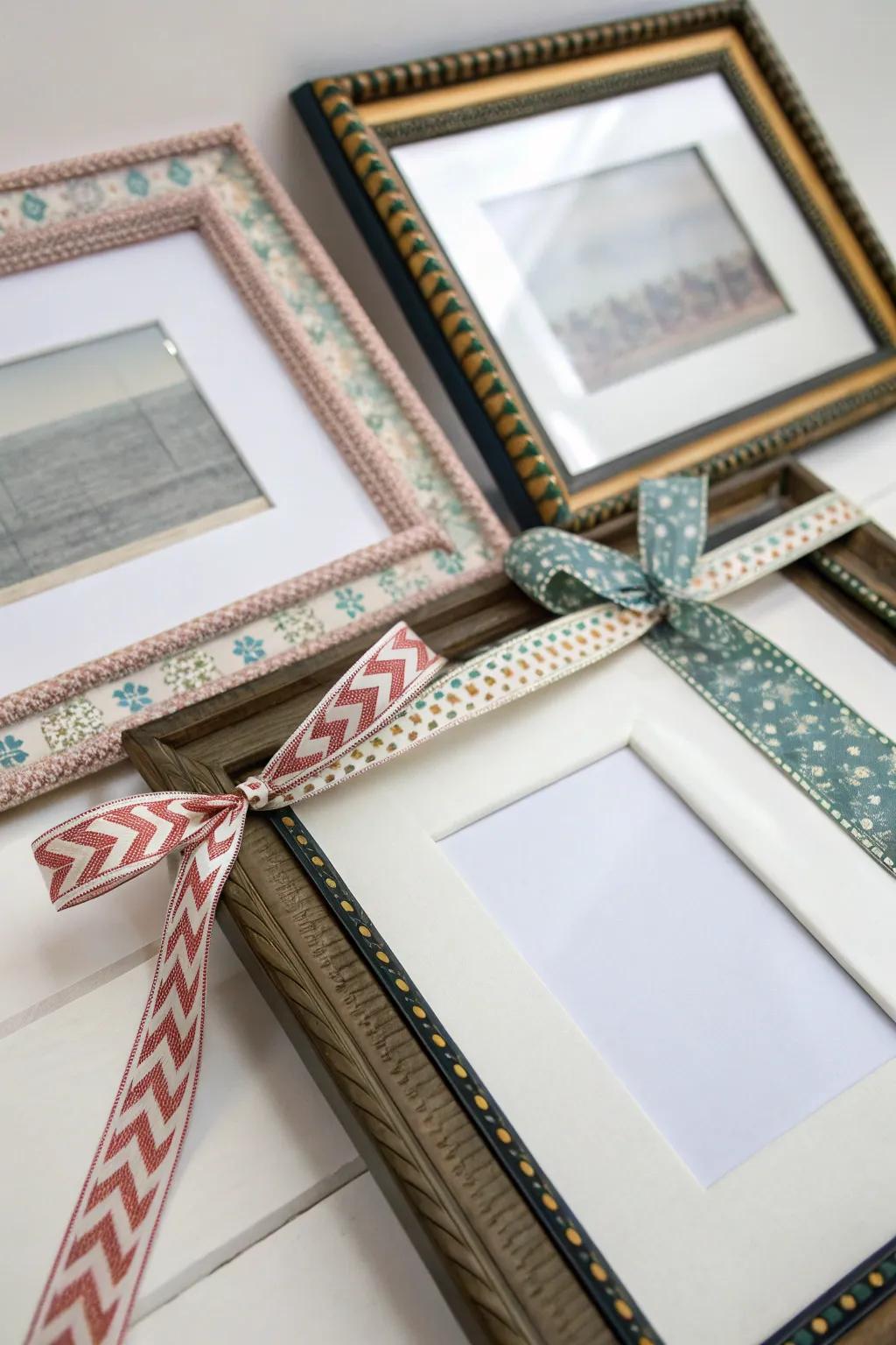 Redefining picture edges with decorative ribbon borders.