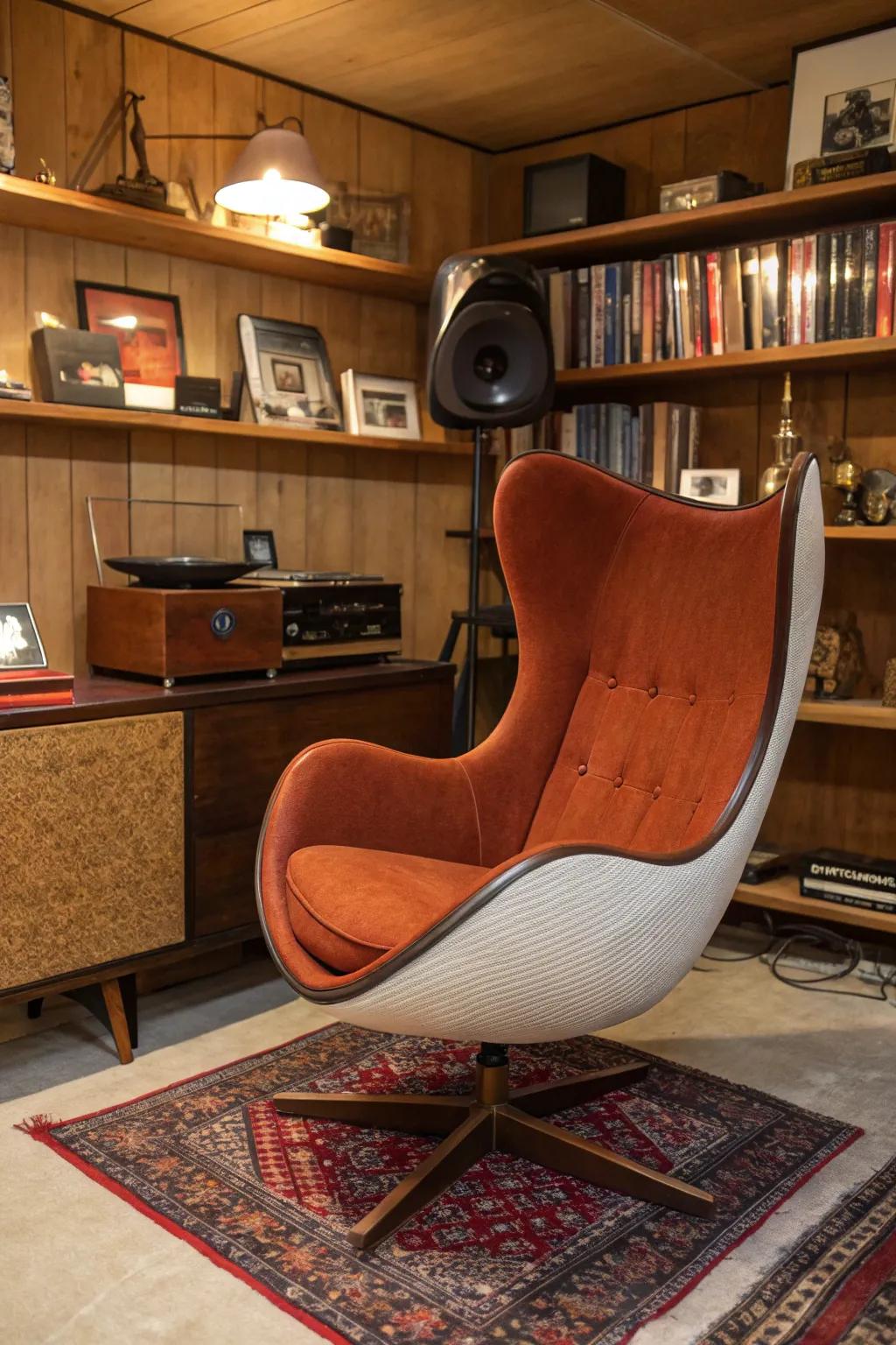 Make a statement with a blast-from-the-past shell seat.