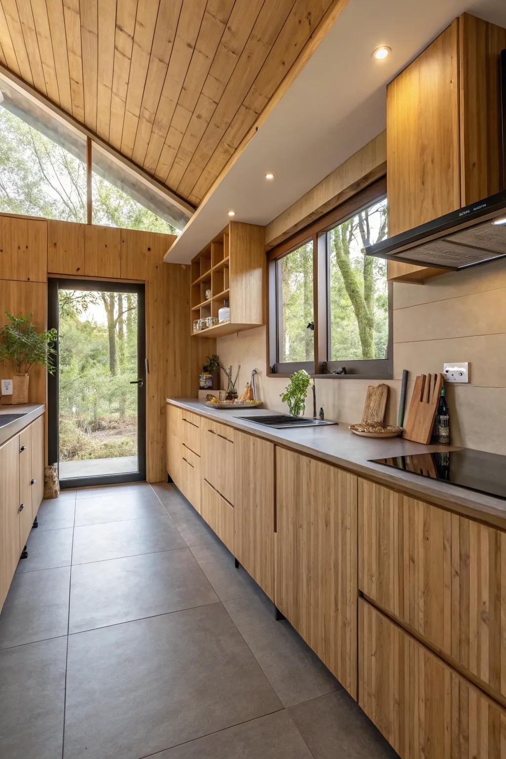 Articulate a sustainable cooking space through eco-forward raw materials.