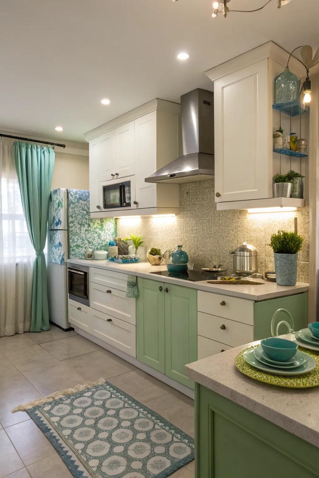 Subtle bursts of color add personality without disrupting the serene palette.