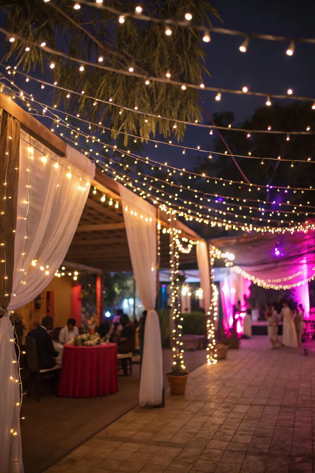 Fairy lights that envelop your party in a warm and inviting glow.