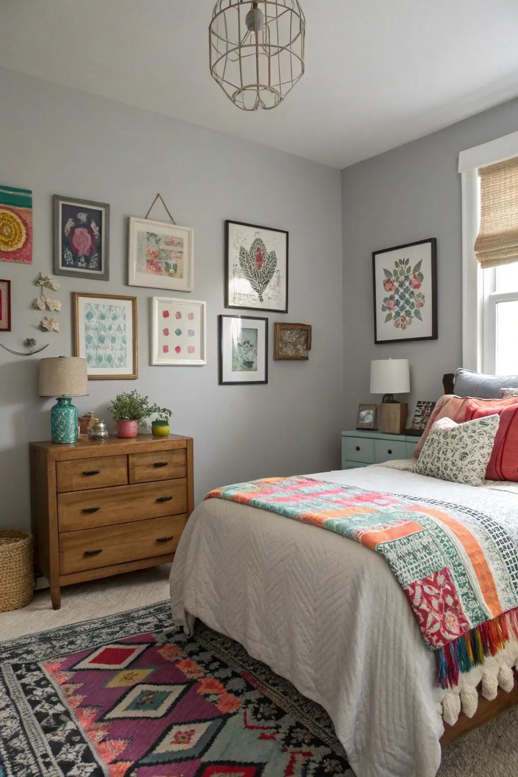 Eclectic details add personality to a Stone Echo bedroom.