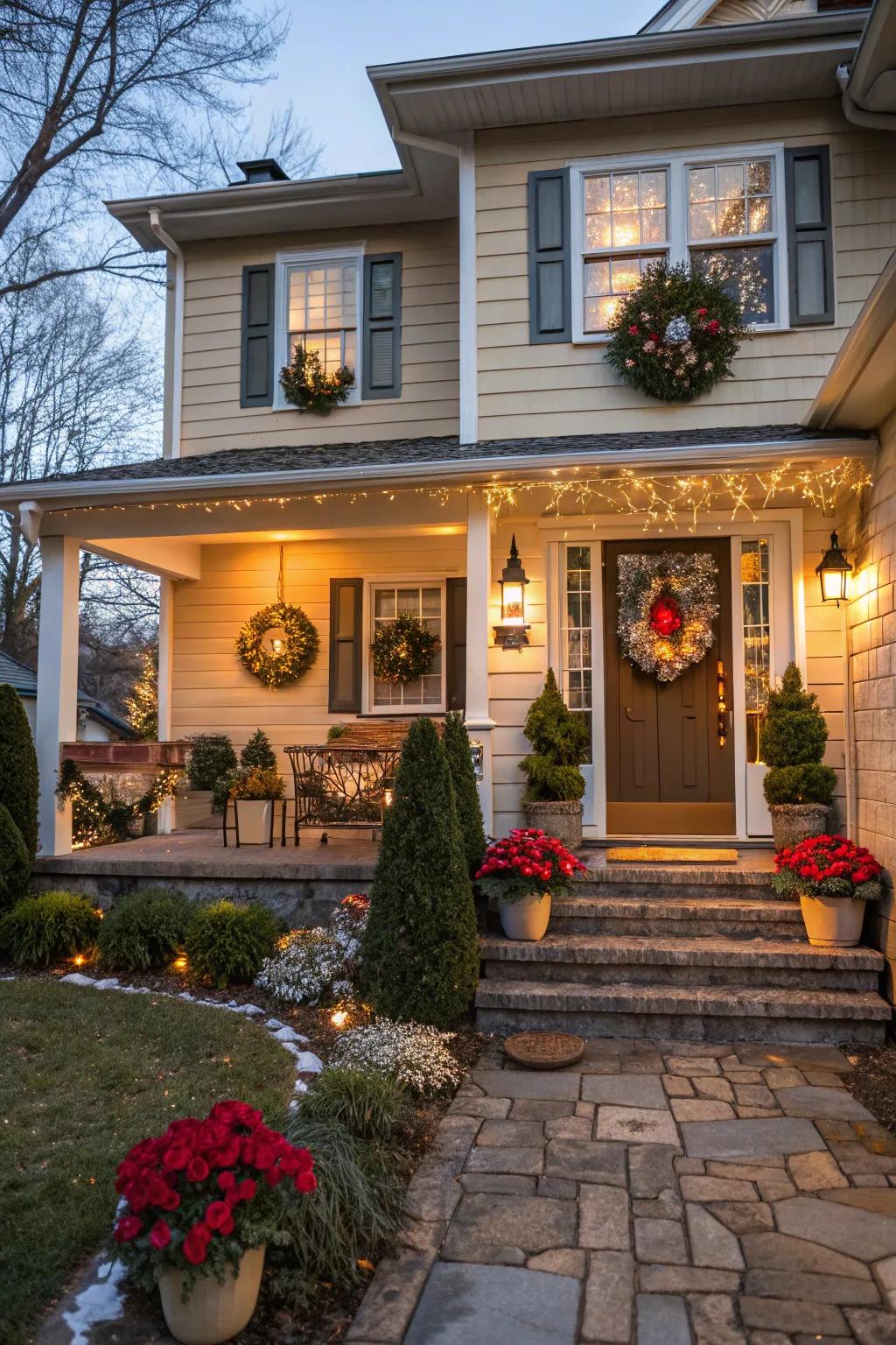 Seasonal decor incorporates a personal and festive touch to your doorway.