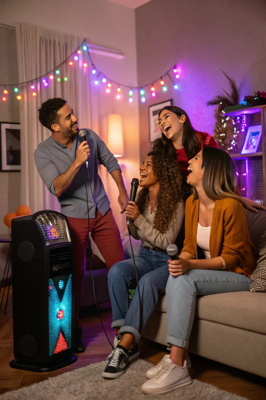 Let the melodies evoke joy with a karaoke evening.