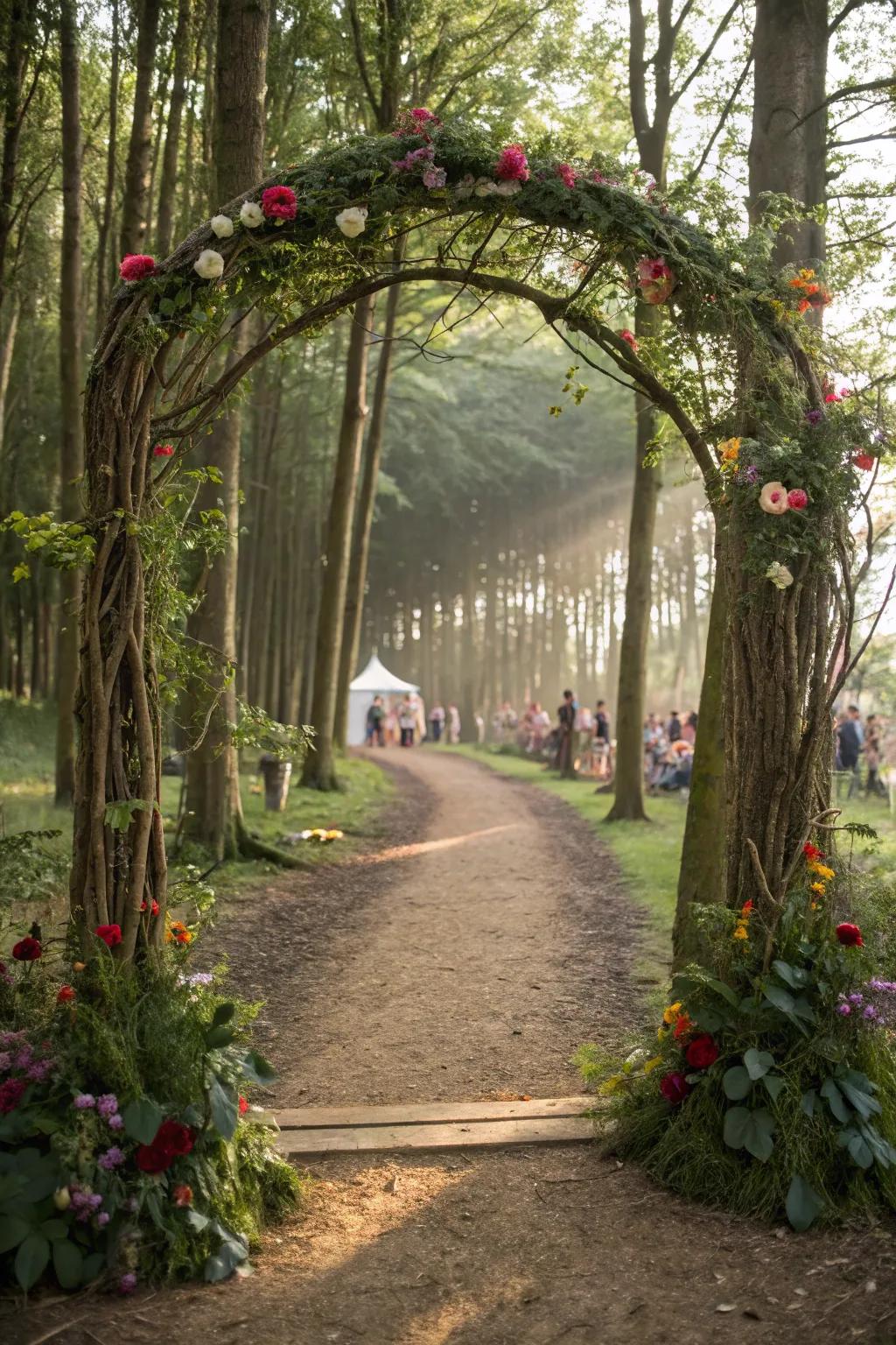 Welcome guests using a magical forest entrance.
