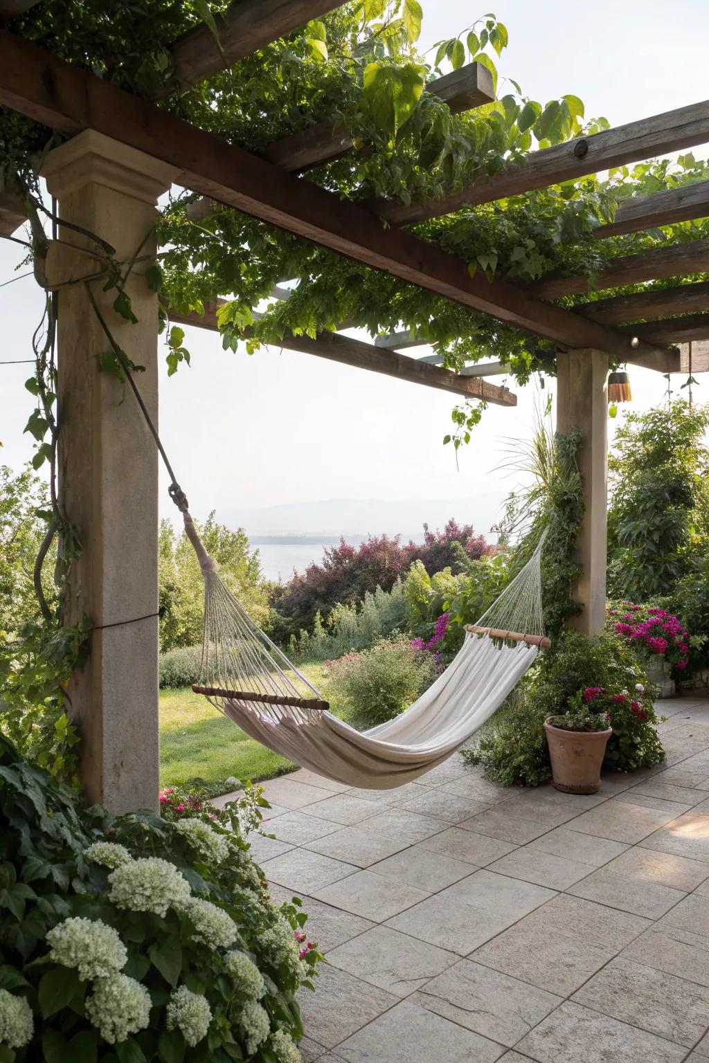 A hammock proffers the best relaxation niche on your patio.