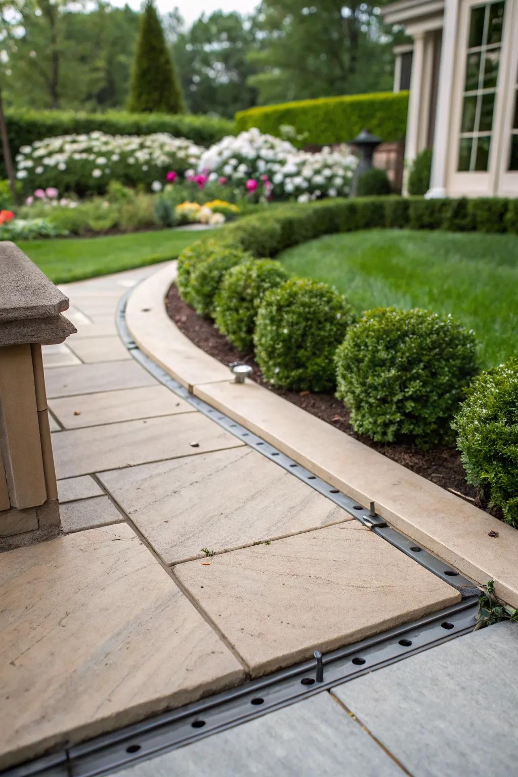 Edge restraints keep your paver patio looking pristine and secure.