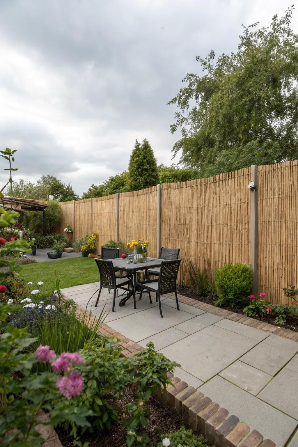 Reed fencing is a simple and quick fix for privacy.