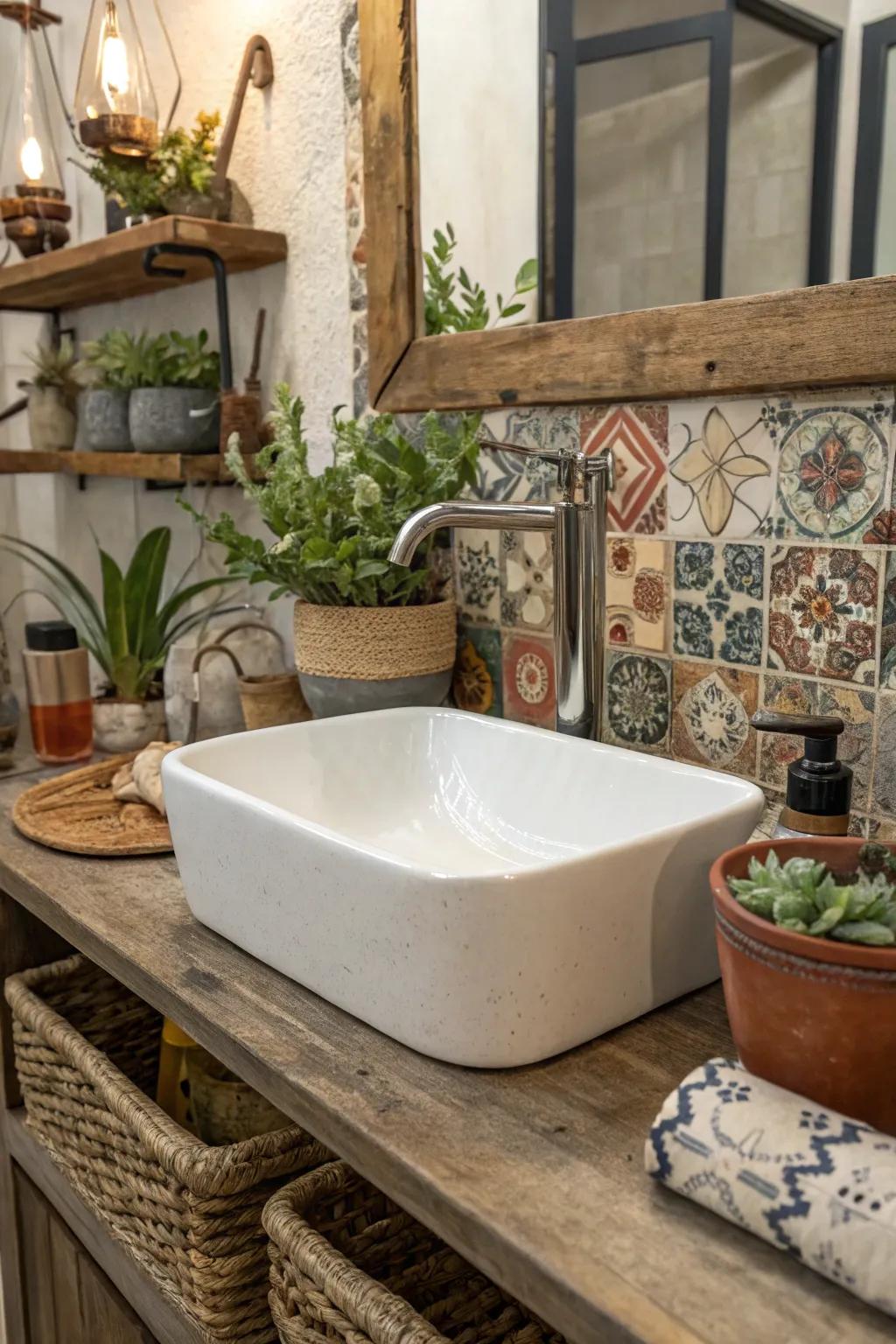 An eclectic basin setup reflects your unique personality.
