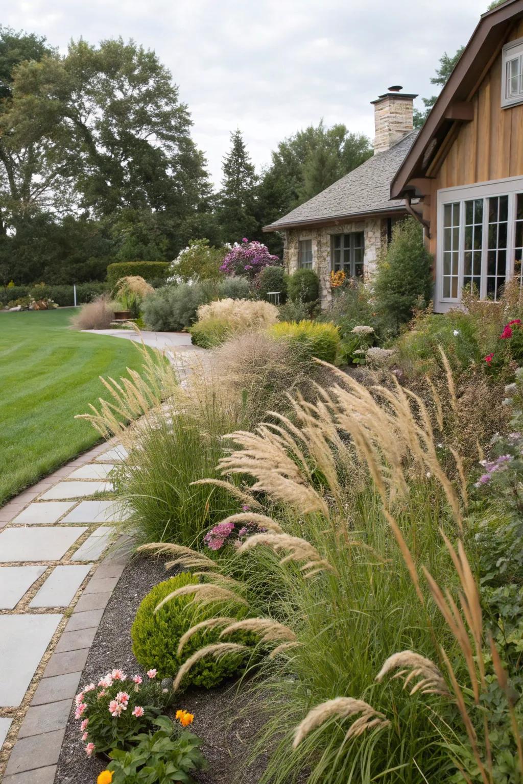 A meadow-style border brings untamed charm to the garden.