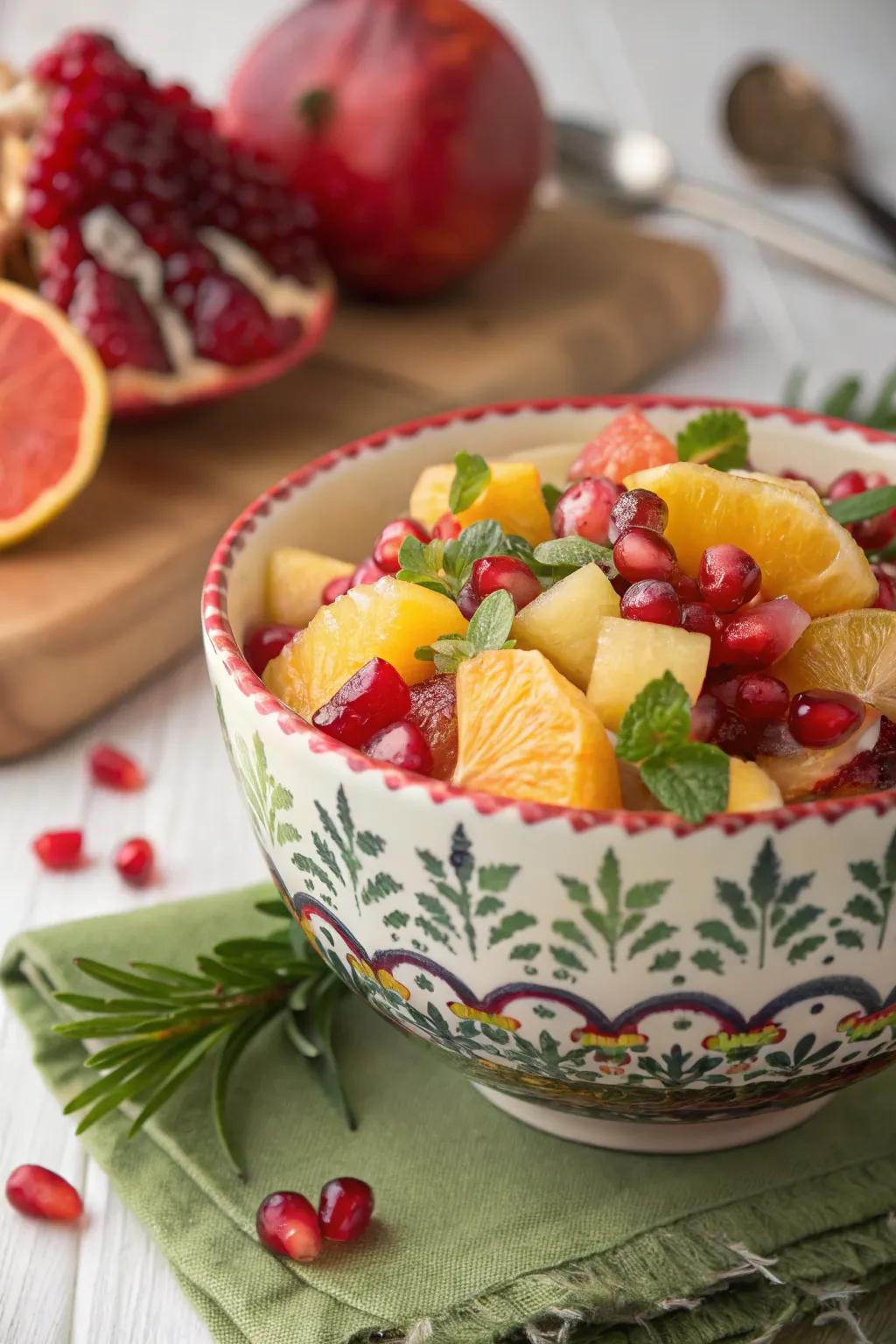 Refreshing winter fruit salad for a burst of color.