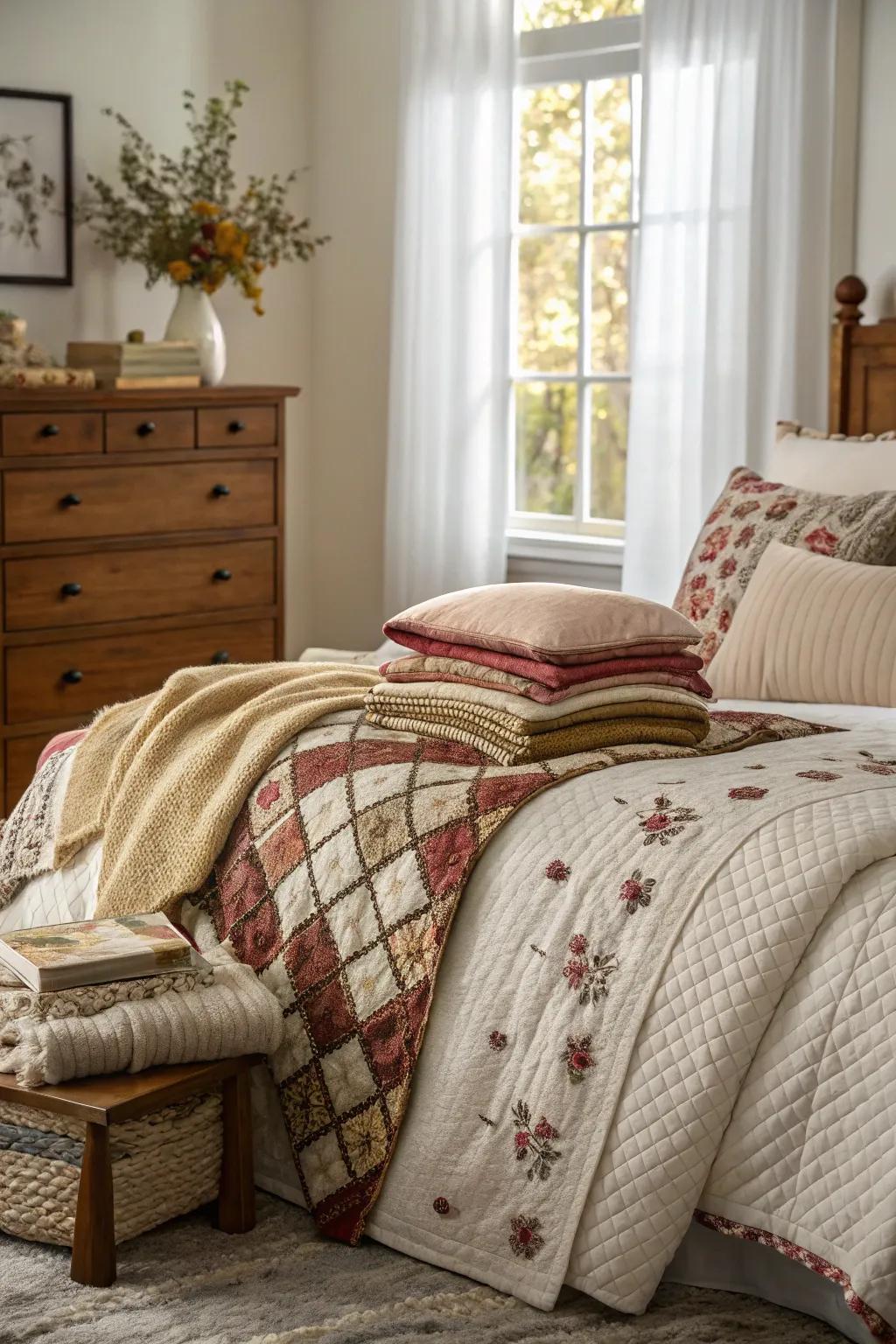 Layered bedding enhances comfort and style in your bedroom.