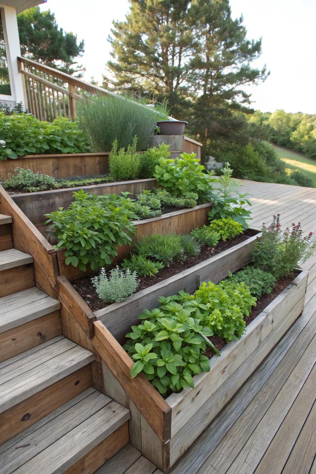 Maximize area with a step herb display.