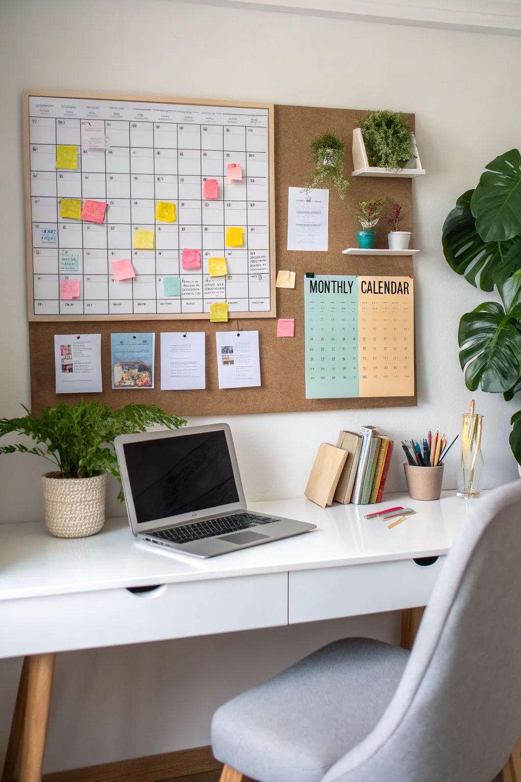 A bulletin board facilitating task organization and display.