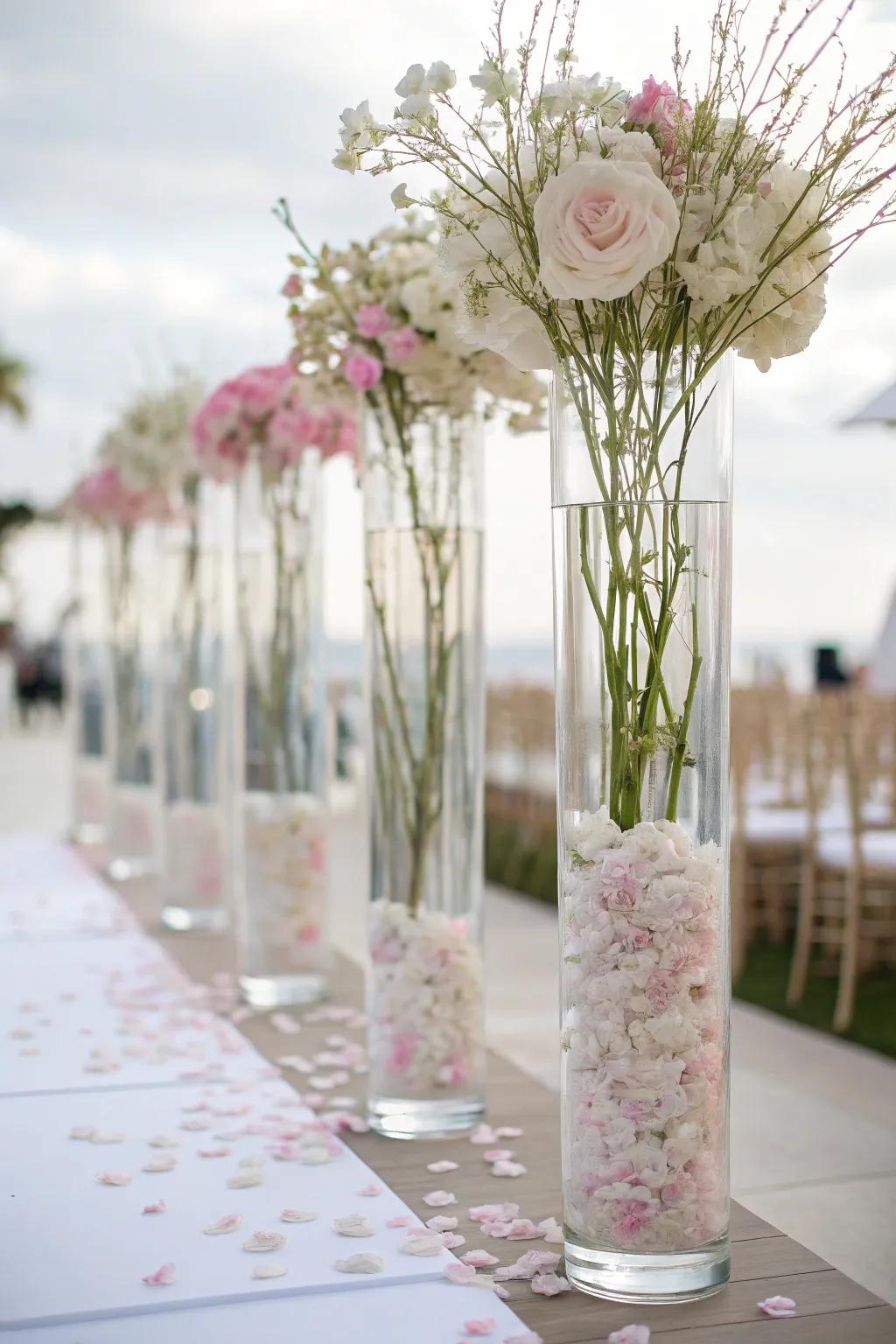 Heavenly grace with see-through containers and airy flowers