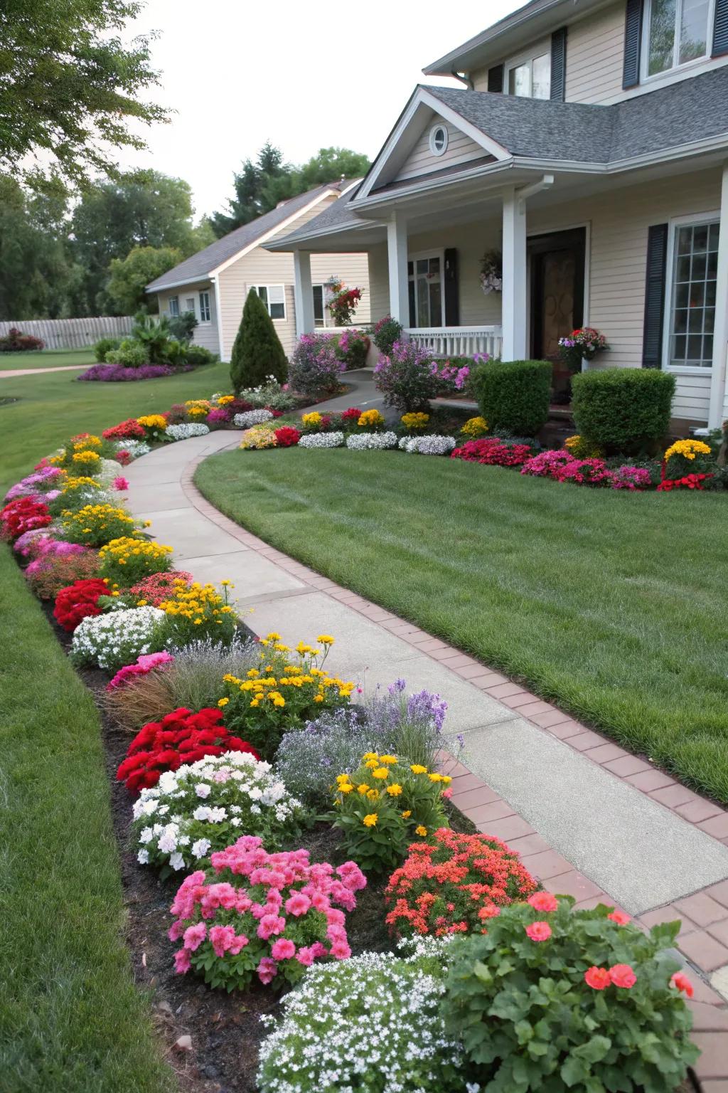 Symmetrical design provides balance and harmony in the garden layout.