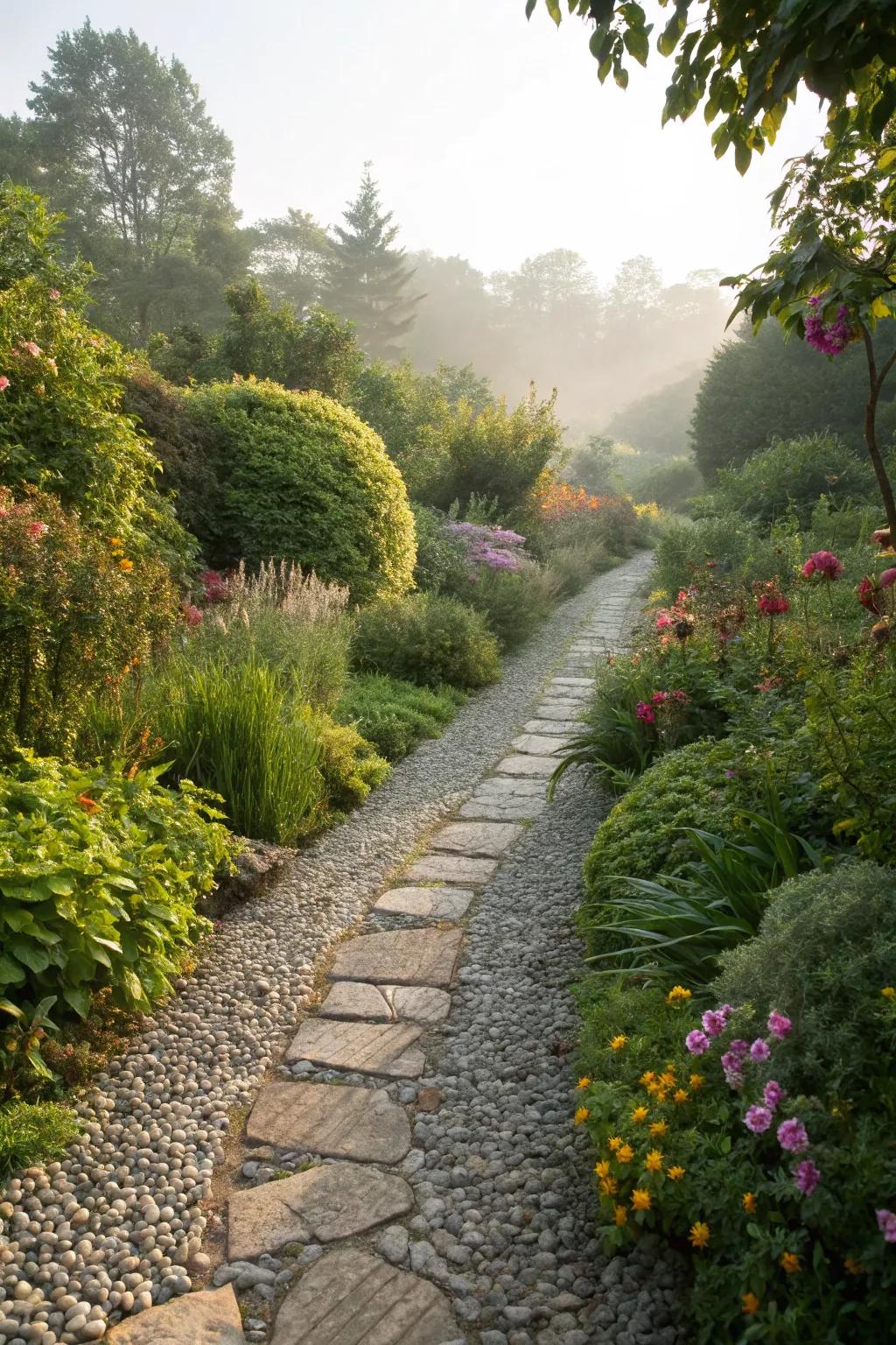 A rustic garden pathway that beckons exploration and enhances natural beauty.