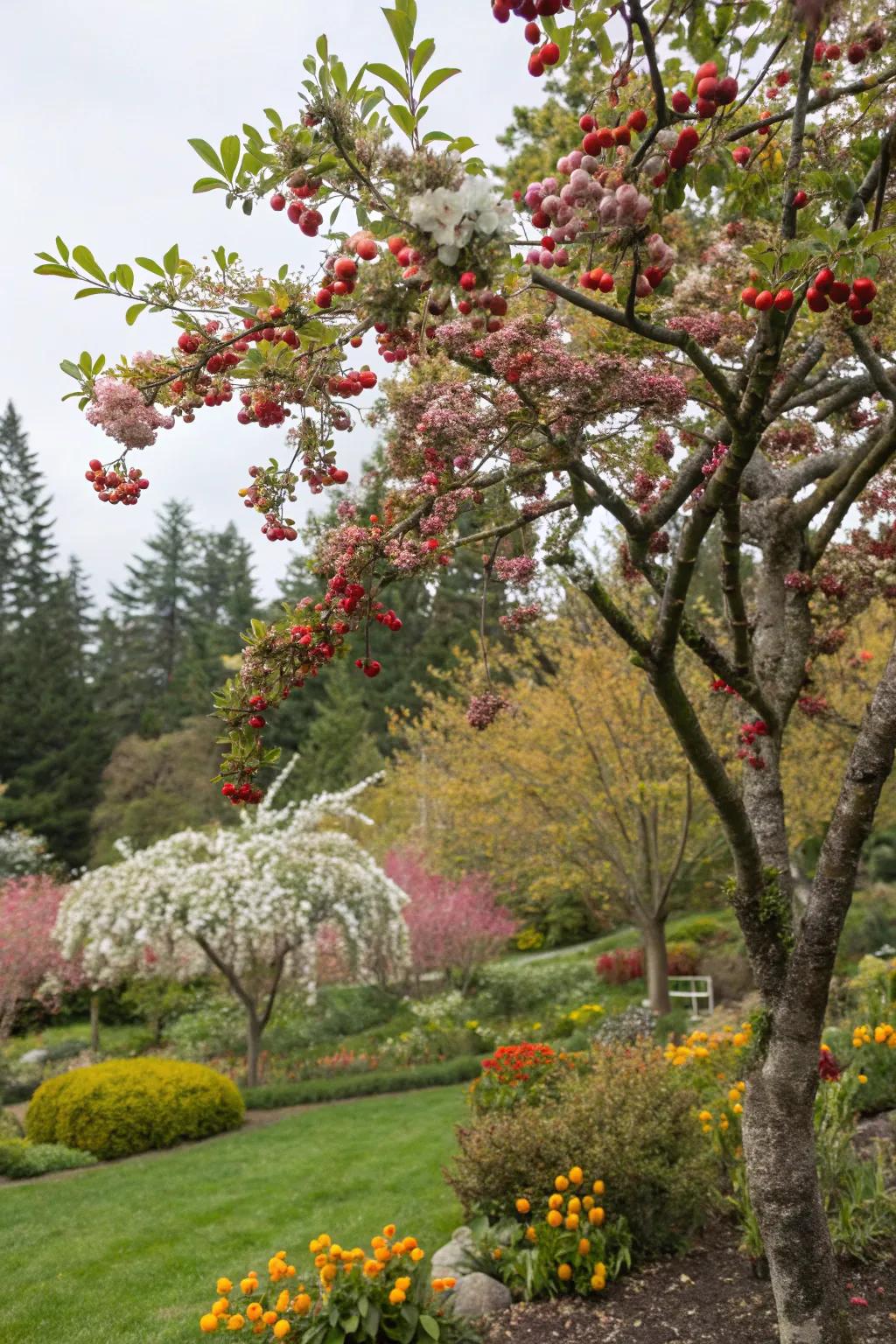 Multi-season trees provide year-round garden interest.