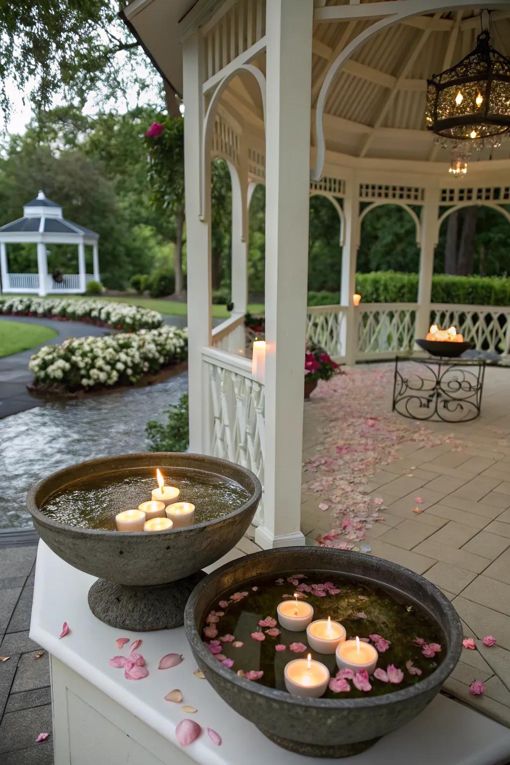 Floating candles creating a serene and enchanting effect.