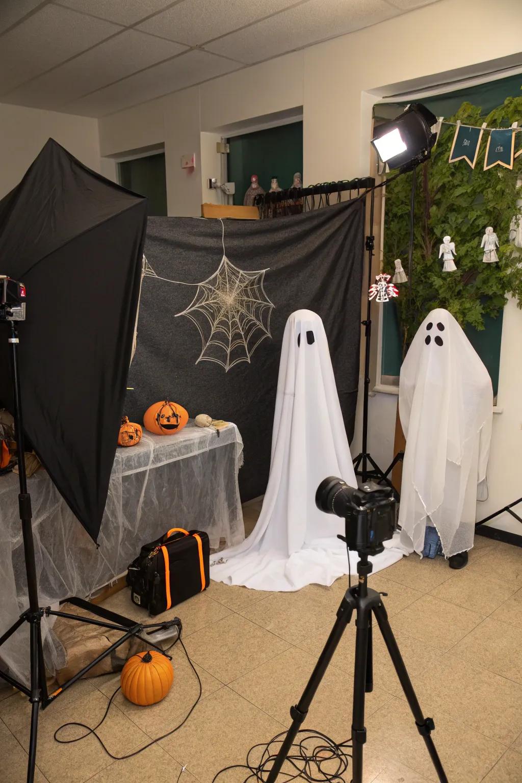 Capture the essence of Halloween through a playful phantom photo alcove.